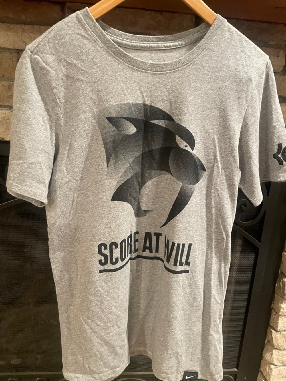 Nike Men's Gray Graphic Short Sleeve Tee with Black Logo